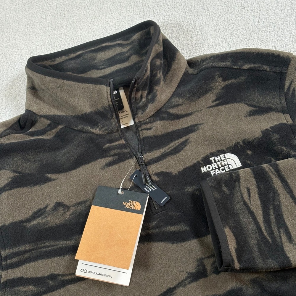 The North Face Mens Glacier 1/4 Zip Fleece Taupe Green Tiger Camo Small